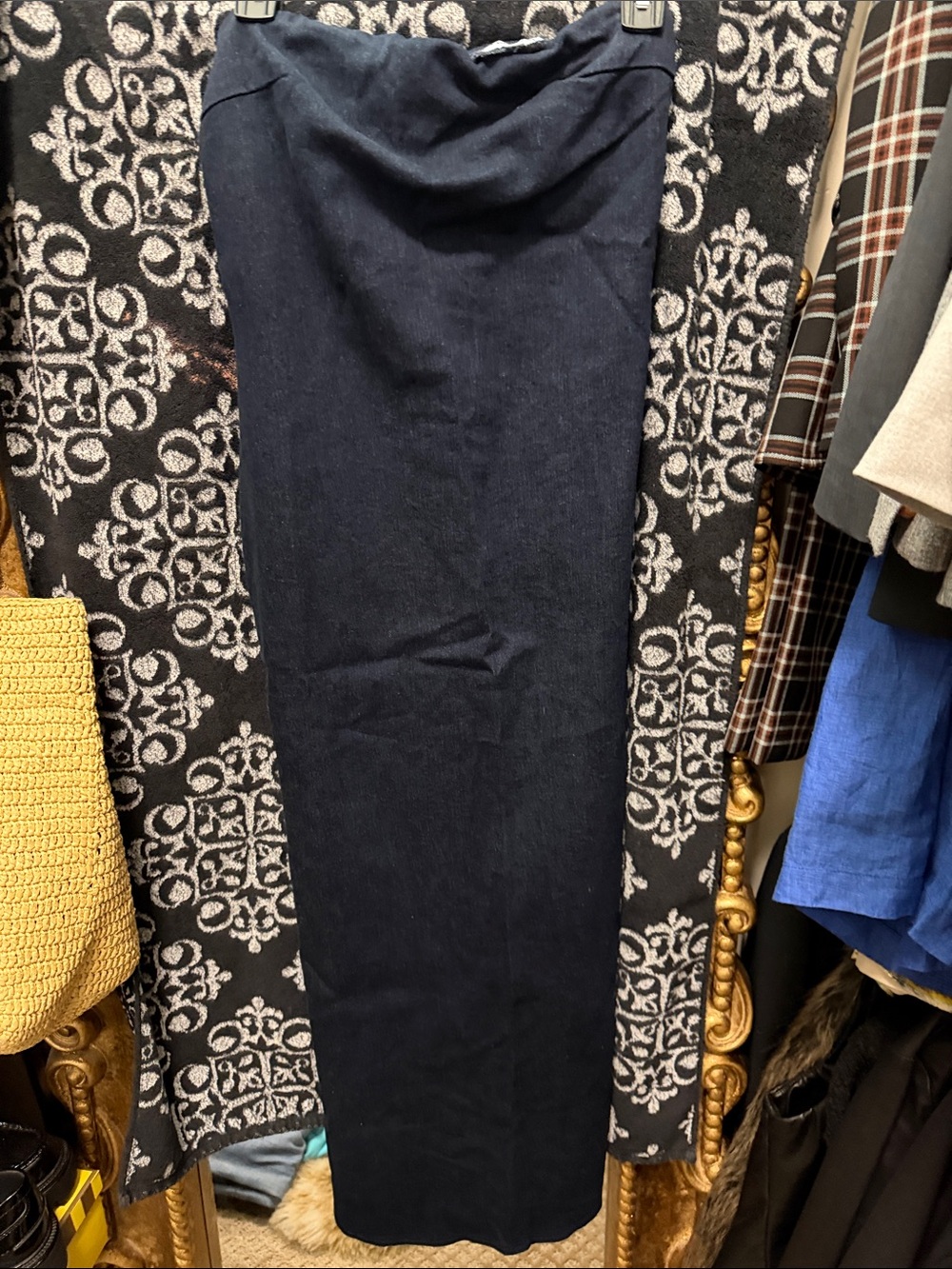 Navy Straight Maxi dark navy blue denim worn 2 x dress bought at revolve!
